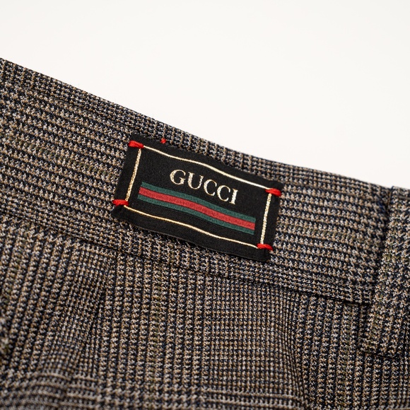 size 50 L Gucci Check Wool Pants Prince of Wales Tailored Grey - Picture 5 of 9